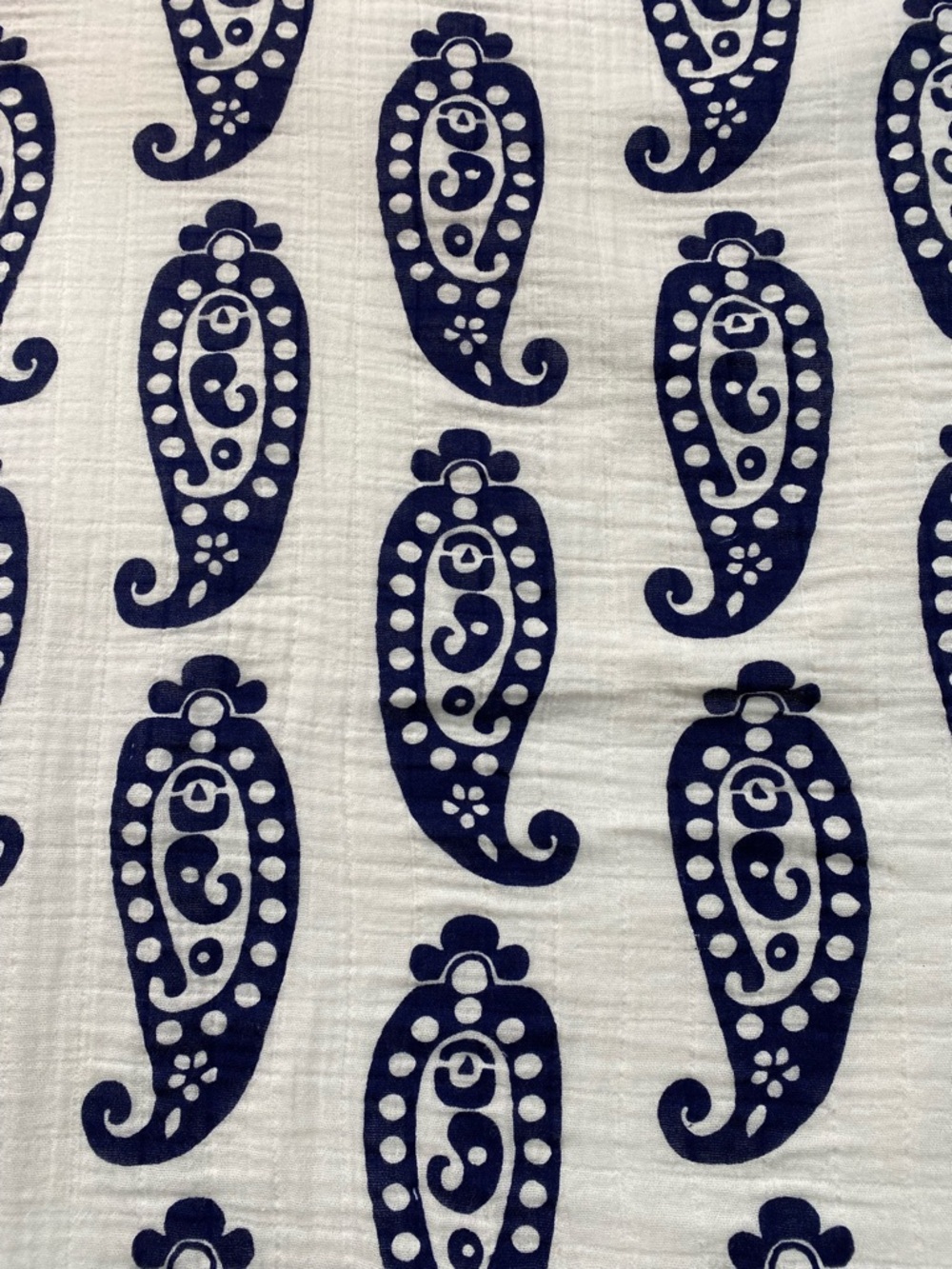 Pottery Barn Kids Organic Cotton Muslin Paisley Blanket 50x50 Blue White Throw - Picture 3 of 12